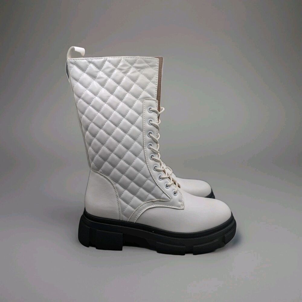Henry Ferrara Cali-700 Platform Combat Boots Zip & Lace-Up Boots Size 8
